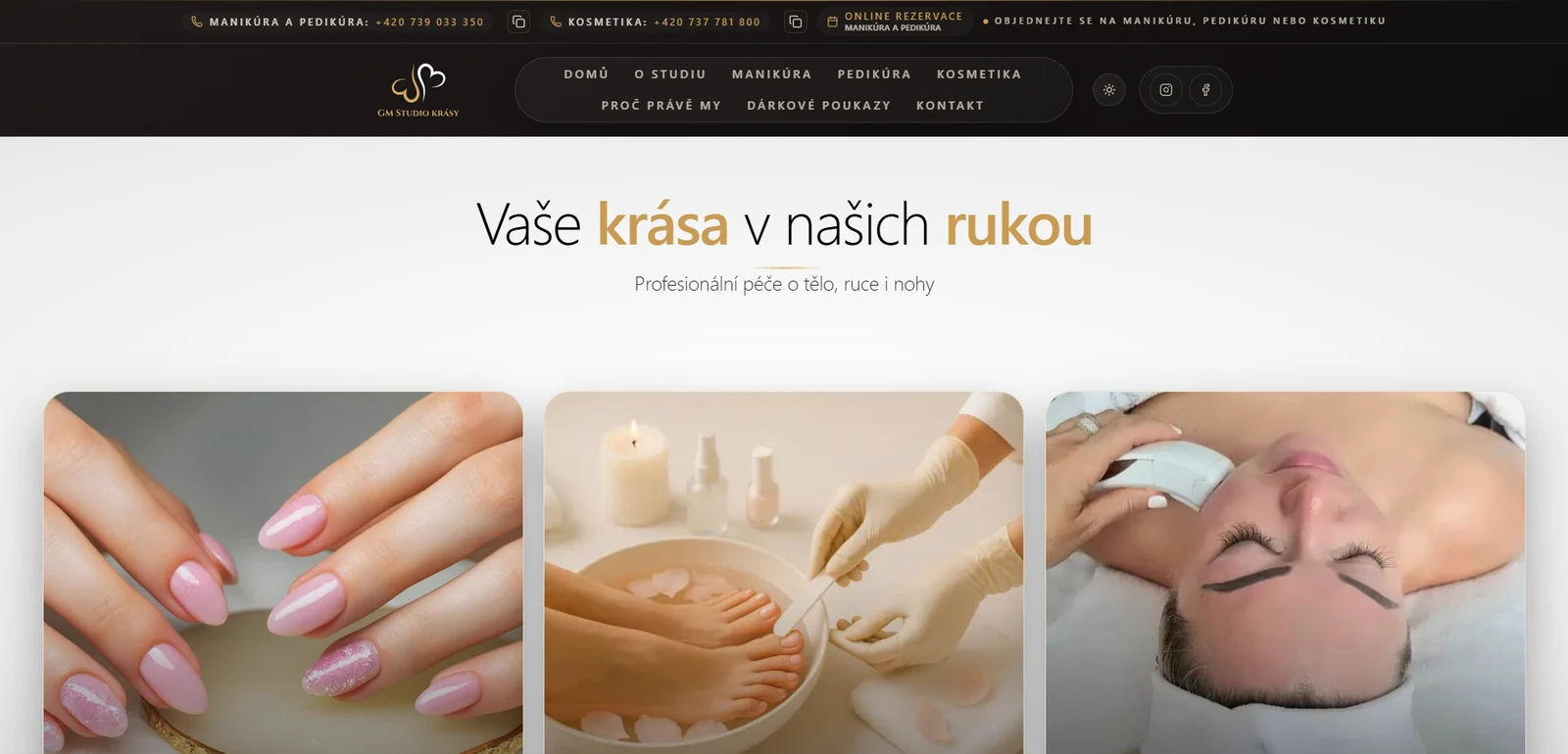 Náhled projektu: GM STUDIO KRÁSY — web pro kosmetické studio